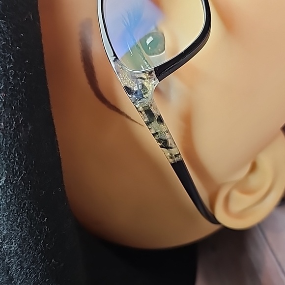 LADIES BLACK & GOLD PLASTIC EYEGLASS FRAMES - Picture 5 of 16